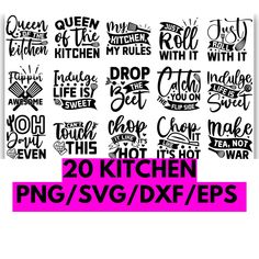 20 kitchen svg / dxf files for silhouettes and cricut