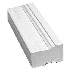 an image of a white plastic profile for a wall or ceiling fixture with the end section cut out