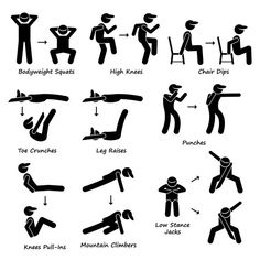 an image of different postures for people to do in the gym or at home