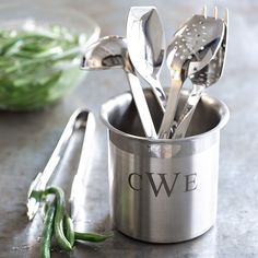 Monogrammed All-Clad Stainless-Steel Kitchen Tool Set - Set of 6 Kitchen Utensils Design, Stainless Steel Kitchen Tools, Steel Logo, Kitchen Tool Set, Stainless Steel Utensils, Cooking Tool, Kitchenware Store, Kitchen Must Haves, Joy Of Cooking