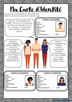 a poster with different types of people on it, including the words in french and english