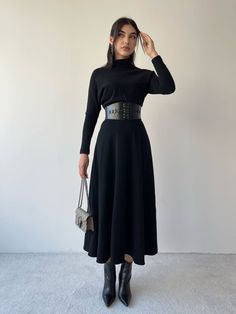 * High Quality Winter Knitwear Dress * It has a flexible structure. * The belt in the pictures is not included. * Model height 173cm, weight 53, sample size Small * Dress Length: 120cm * 30 degrees machine washable * All of our US shipments are delivered via USPS. * All of our UK shipments are delivered with PTS cargo company. * In all other countries, delivery will be made with the local cargo companies of that country. * If you want faster delivery, you can choose it by paying extra in the basket. Winter Fitted Dress With Belt, Fitted Winter Dress With Belt, Fitted Belted Winter Dress, Knitted Long Sleeve Dress, Black Knitted Dress, Sweater Dress Winter, Black Dress Winter, Winter Sweater Dresses, Winter Knitwear