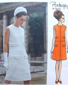 1960s Elegant Pertegaz Dress Pattern Vogue Couturier Design 1916 Semi fitted A Line Sleeveless Dress Bust 36 Vintage Sewing Pattern Dress Pic, Madonna Music, Lana Turner, Vintage Dresses 1960s, 1960s Dress, Greta Garbo