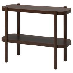 a wooden table with two shelves on each side and one shelf below it that has an open end section at the top