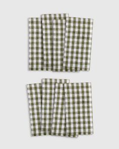 four green and white checkered napkins