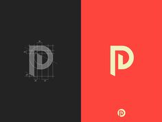 the letter p is made up of two different colors and shapes, one black and one red