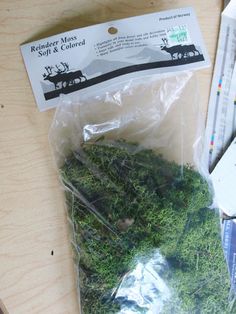 there is a bag of moss on the table