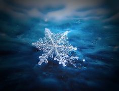 a snowflake is shown in the middle of the ocean with dark blue water