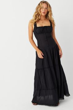 Christabelle Ruffle Maxi Dress - Black Ruffle Maxi Dress, Frankies Bikinis, Tiered Maxi Dress, Ruffled Maxi Dress, Flowing Maxi Dress, Spring Dresses, Black Maxi Dress, Guest Dresses, Dress Collection