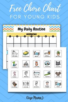 the free printable chore chart for young kids