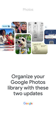 Image showing new organization features in Google Photos. Text reads: Organize your Google Photos library with these two updates Life Organizer, Notes Organization, Organization Help, Life Organization, Photo Library, Slayer Anime, Declutter, Your Image, Google Photos