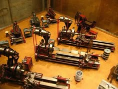 many different types of machines on display in a museum