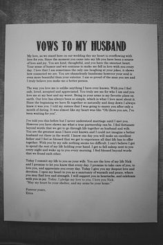 an old letter that says vows to my husband