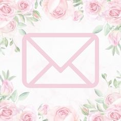 an email envelope surrounded by pink roses