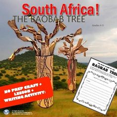 an advertisement for the south africa baoba tree project with paper cutouts and writing activity