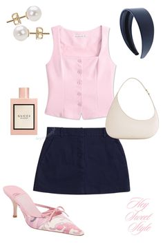 pink tailored vest, navy blue chino mini skirt, + jeffrey campbell mules. 12 spring outfit ideas ౨ৎ Navy Blue Mini Skirt Outfit, Navy Blue And Pink Outfit, Pink And Navy Blue Outfit, Navy And Pink Outfit, Navy Blue Skirt Outfits, Blue Skirt Outfit Ideas, Blue Mini Skirt Outfit, Outfit Ideas Mini Skirt, Pink Vest Outfit