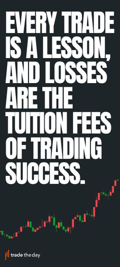 a quote on trading with the words every trade is a lesson and losses are the solution