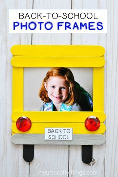 a school bus photo frame with the words back to school on it