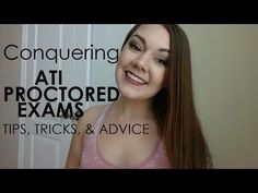 a woman with long brown hair smiling at the camera and text conquering at protected exam tips, tricks, and advice