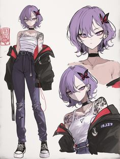 Nervous Character Design, Intimidating Character Design, Visual Novel Characters, Purple Hair Character Design, Oc Ideas Drawing, Oc Sheet Character Design, Novel Characters, Emo Wallpaper, D Gray Man