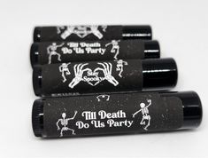 Till Death Do Us Party Lip Balm Horror, Halloween, Gothic Wedding Favors, Party Favors, Chapstick, Bridal Party Favors, Engagement - Etsy Dark Wedding Theme, Beeswax Lip Balm, Dirty Thirty, Bridal Party Favors, Bride Bachelorette, Halloween Gothic, Dark Wedding, Greeting Card Envelope, Horror Halloween