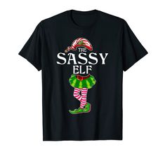 PRICES MAY VARY. Solid colors: 100% Cotton; Heather Grey: 90% Cotton, 10% Polyester; All Other Heathers: 50% Cotton, 50% Polyester Imported Pull On closure Machine Wash The Sassy Elf perfect elf design family relative group.Cute holiday matching family set of Christmas elf hat and shoes.A great present for Xmas Holiday and party,Wear it as a pajama or Christmas party costume.CLICK THE BRAND ABOVE FOR MORE MATCHING! Elf Matching Family Group Christmas,Funny Humor graphic tee costume for elf lover Christmas Funny Humor, Christmas Elf Hat, Christmas Party Costume, Elf Design, Xmas Elf, Elf Shirt, Diy Kostüm, Christmas Matching, Elf Hat