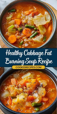 This fat-burning cabbage soup is packed with fresh veggies, herbs, and flavor. Perfect for a healthy reset or meal prep, it’s a low-calorie, satisfying option! Shrimp And Cabbage Soup, No Carb Soup Recipes, Detox Recipes Meals, Low Carb Cabbage Recipes, Heart Healthy Soup Recipes, Liquid Diet Ideas, Galveston Diet Recipes, Vegetable Cabbage Soup, Fat Burning Cabbage Soup