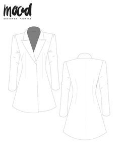 the sewing pattern for a women's blazer jacket, with an open collar and long sleeves