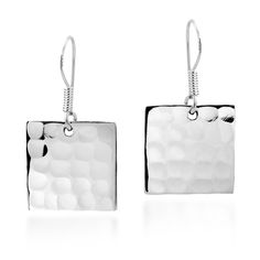 PRICES MAY VARY. Material: Sterling Silver | Trademark: Stamped 925 | Weight: 4 grams Finish: Shiny, Hammered | Style: Trendy, Modern, Square Design Measurements: 15 mm (0.59 in) wide x 24 mm (0.94 in) long (including hook) Earring Type: Pierced Dangle | Closure: Fish Hooks Item comes with original AERAVIDA jewelry packaging card. Perfect for gift giving to someone special or keep for yourself! Cute squares add fun and excitement to your style. Crafted with .925 sterling silver, these earrings f Modest Jewelry, Packaging Card, How To Clean Earrings, Types Of Earrings, Hammered Earrings, Sterling Silver Dangle Earrings, Square Earrings, Jewelry Packaging, Hook Earrings