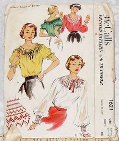 an old fashion sewing book with two women's blouses and one woman's skirt