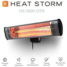 an electric heater with the words heat storm above it