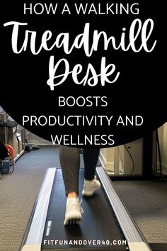 a woman walking down a treadmill with the words how a walking treadmill peeks