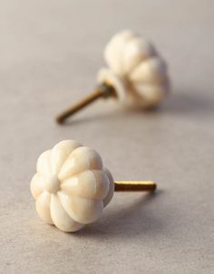 two pairs of white flower shaped hair pins