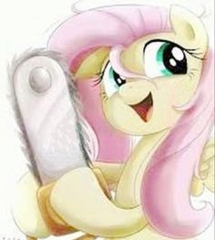 a pinkie pony holding a remote control