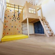 there is a climbing wall in the room