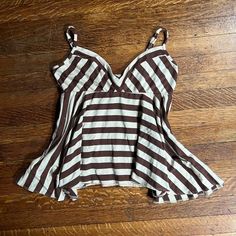 Brown striped babydoll cami top. Grunge downtown... - Depop Babydoll Cami Top, Babydoll Cami, Cami Top, Cami Tops, Baby Dolls, Tank Tops Women