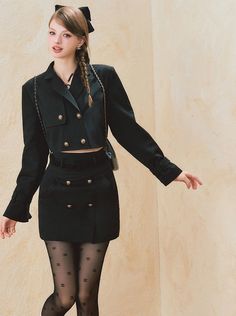 ❤︎ Retro French Chick Short Jacket + High West Skirt [Reservation Product]❤︎ Cropped Trench Coat, Short Jacket, Trench Coat, Two Piece, High Waisted, Skirt