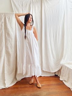 Bliss And Mischief-Jodie Nightgown Vintage Nightgown Aesthetic, Diy Nightgown, Prairie Nightgown, Doen Style, Natalie Core, White Night Gown, Gown Aesthetic, Garment Inspiration, Cute Nightgowns