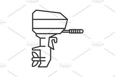 a hand holding a paint sprayer line icon on white background, eps file available