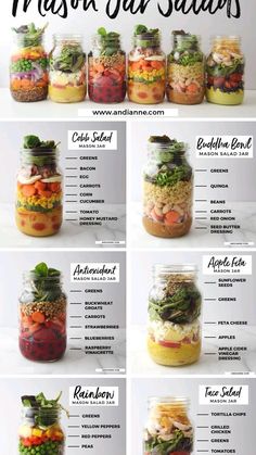 mason jar salads with instructions to make them