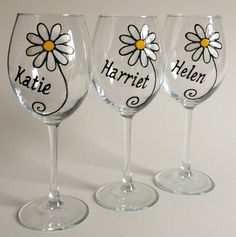 Hand Painted Crosses, Christmas Wine Glasses, Glassware Crafts