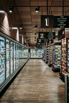 an empty grocery store filled with lots of food