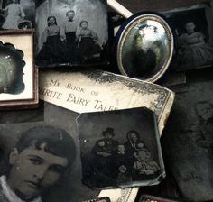 an old photo is surrounded by family photos