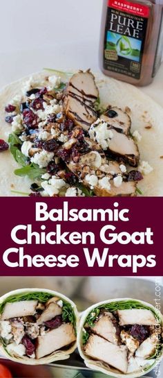 chicken goat cheese wraps with balsamic sauce on top