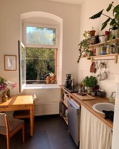 a kitchen with a sink, dishwasher and window