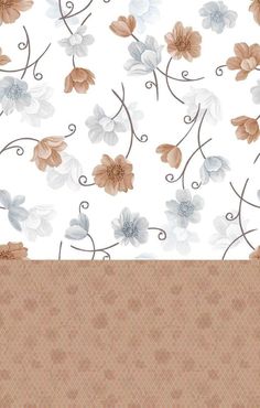 a white and brown flowered background with an orange stripe on the bottom right corner