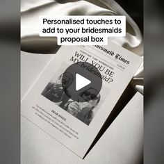 a brochure with the text personalised touches to add to your bridesmaids'proposal box