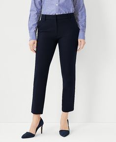 Elevate your wardrobe with the Ann Taylor Eva Ankle Pant in Curvy Fit, a sophisticated blend of style and comfort tailored for a flattering look. These chic pants are perfect for both office and casual settings, featuring a sleek, slim leg that gracefully crops at the ankle.

- **Size:** 2
- **Color:** Atlantic Navy
- **Material:** 88% Cotton, 12% Elastane
- **Fit:** Curvy, slim through the hip and thigh
- **Length:** Hits at ankle, 27" inseam with a 15" leg opening
- **Rise:** Mid-rise, sits 2 Versatile Tapered Leg Capris For Workwear, Tapered Leg Capris For Workwear, Versatile Straight Leg Capris For Work, Versatile Ankle-length Capris For Workwear, Affordable Fitted Ankle-length Dress Pants, Fitted Ankle-length Elastane Dress Pants, Classic Slim Fit Ankle-length Dress Pants, Ann Taylor Loft Black Petite Curvy Ankle Pants, Tailored Black Ankle-length Dress Pants