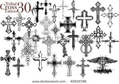 the cross tattoos are all different styles and designs