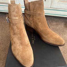 Rag + Bone Brand Nwt “Walker Buckle” Bootie In Golden Brown Suede W/ Stacked Wood Heel. Women’s 9. Never Worn. Golden Brown Color, Buckle Boot, Bone Shoes, Wood Heel, Buckle Boots, Rag And Bone, Golden Brown, Brown Suede, Shoes Heels Boots